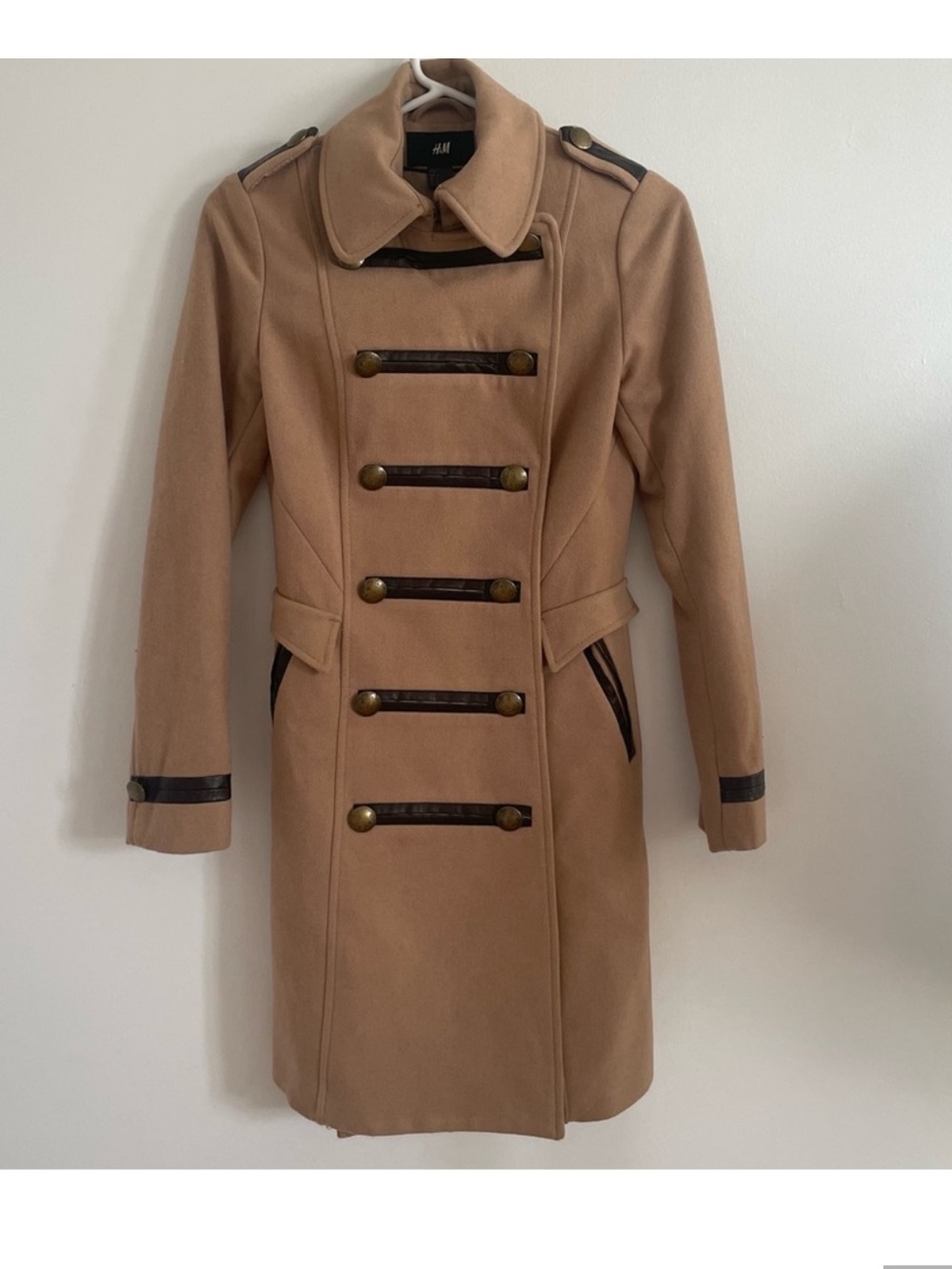 H&M Camel wool blend Military-Style Coat